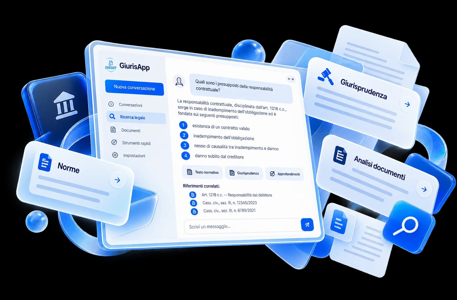 Interfaccia della Ricerca Legale di GiurisApp